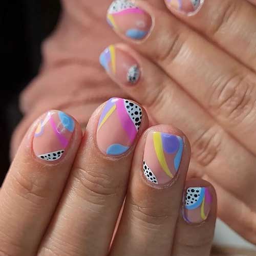 Short Colorful Pastel Abstract Nails