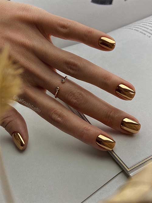Short Gold Chrome Nails Short Gold Chrome Nails