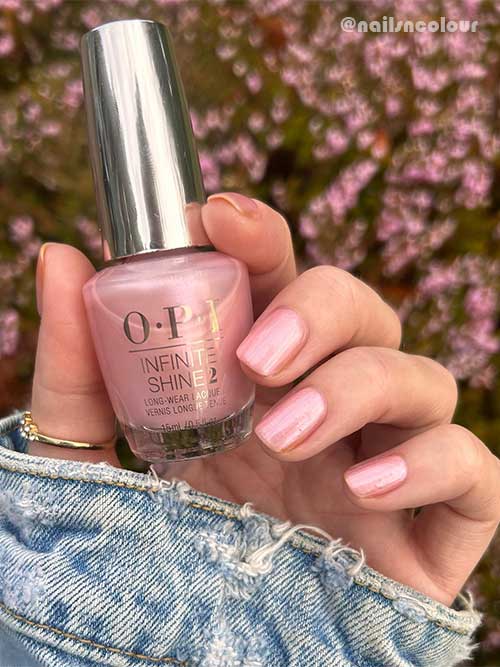 OPI I Meta My Soulmate Short Pearl Baby Pink Nails Using OPI I Meta My Soulmate Nail Polish