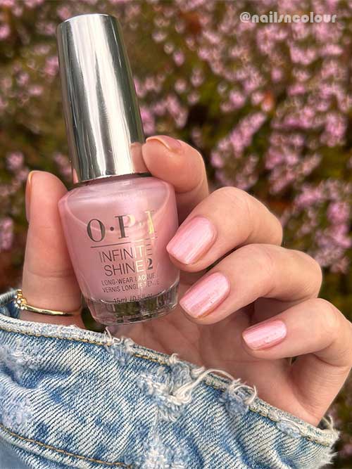 Short Pearl Baby Pink Nails Using OPI I Meta My Soulmate Nail Polish