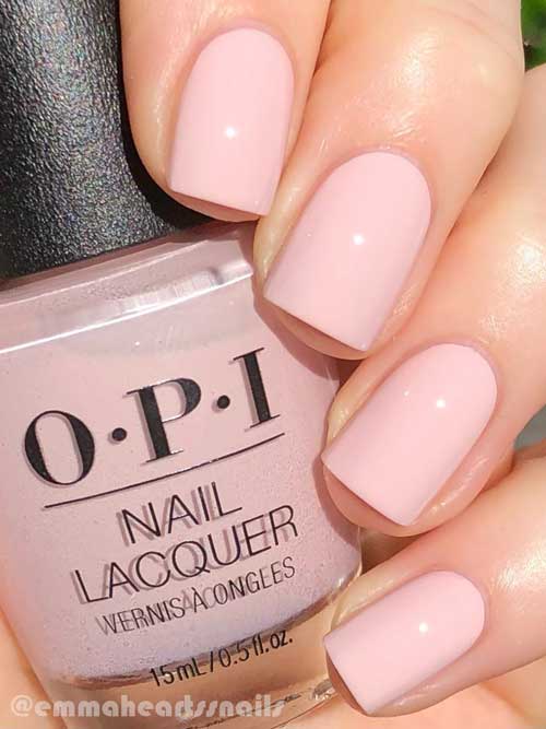Short Square Light Pink Nails with OPI Pink in Bio