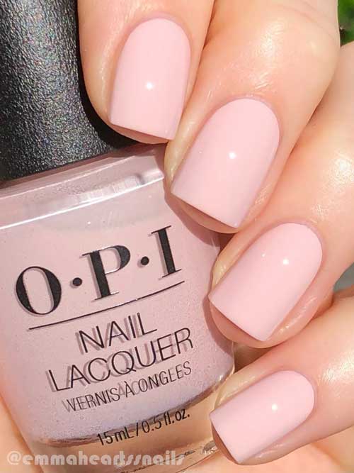 Short Square Light Pink Nails with OPI Pink in Bio Short Square Light Pink Nails with OPI Pink in Bio