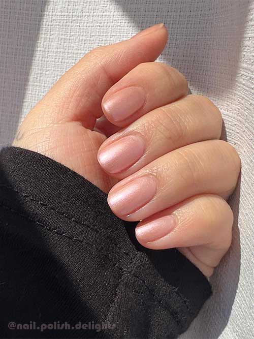 Short Pearly Pink Nails with OPI Switch to Portrait Mode