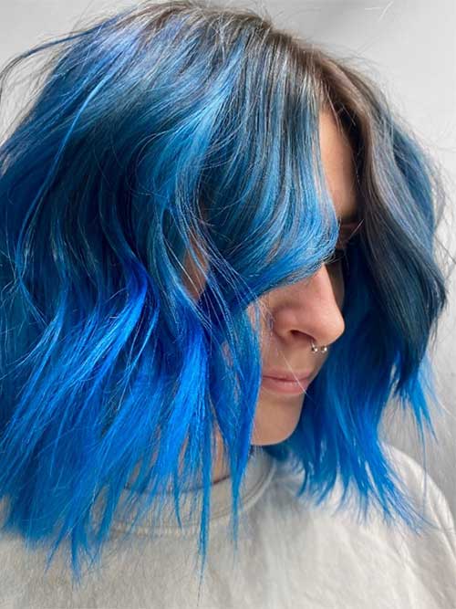 Gorgeous Butterfly Blue Textured Bob Haircut