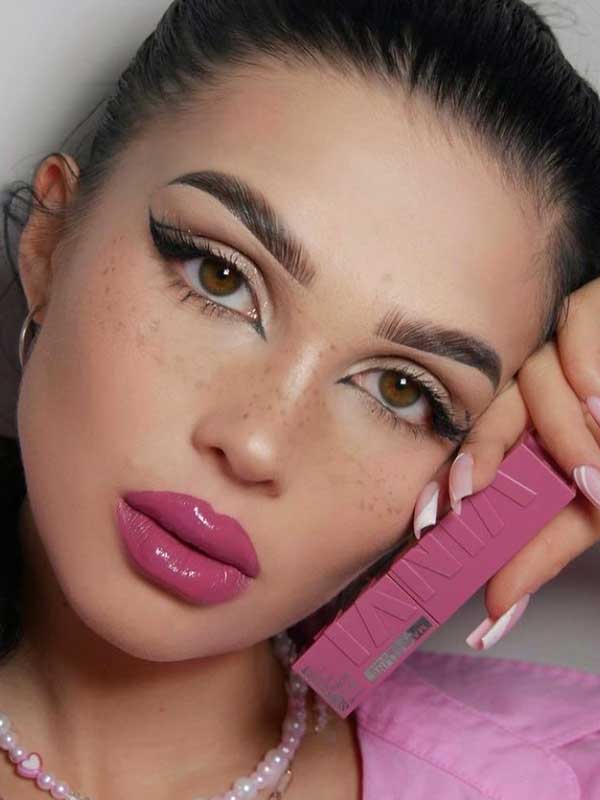 Pretty pink lips using coy Maybelline Super Stay Vinyl Ink Longwear Liquid Lipcolor