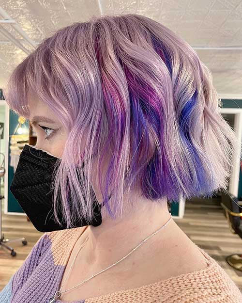 Stunning Chin-Length Lilac Bob with Texture is one of the Best Bob Haircuts for Summer 2023