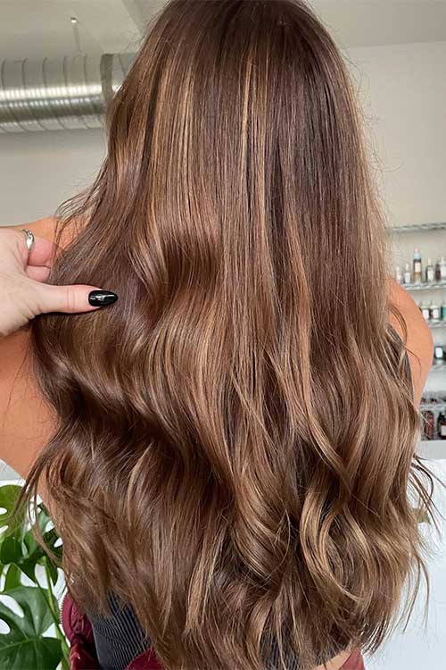 A rich chestnut brown base with a pop of dimension is a captivating and versatile hair choice that adds depth and dimension to your overall look.