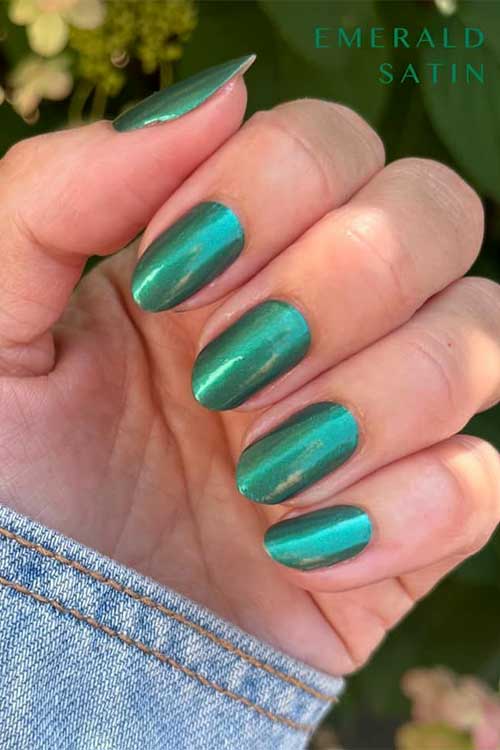 Emerald Satin color street nails from Color Street Fall 2023 Collection