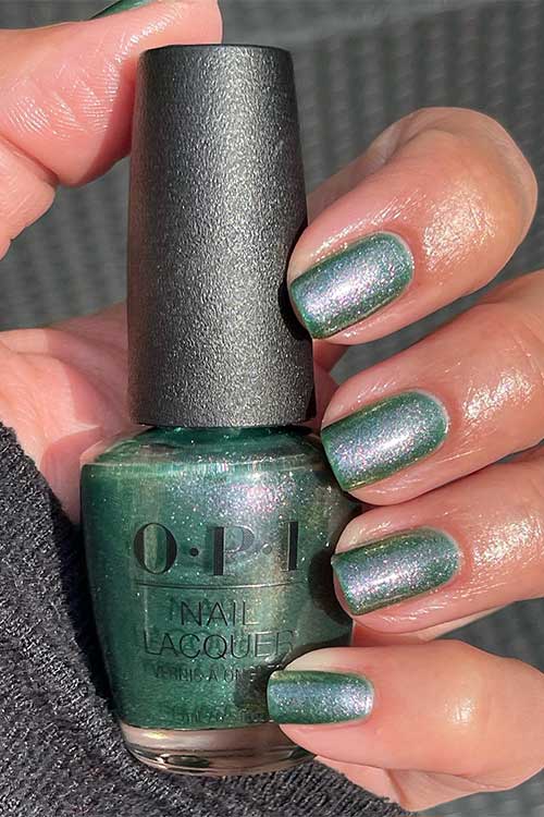 Short sage green shimmer nails using OPI Feelin' Capricorn-y from OPI Big Zodiac Energy Collection 2023 Short sage green shimmer nails using OPI Feelin' Capricorn-y from OPI Big Zodiac Energy Collection 2023