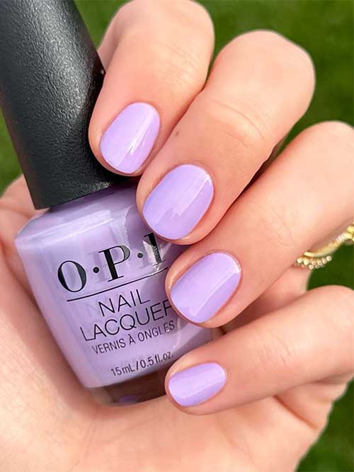 Deep lavender nails using OPI Sickeningly Sweet nail polish from OPI Terribly Nice Holiday 2023 Collection