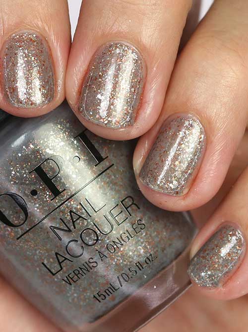 Grey and gold metallic nails using OPI Yay or Neigh nail polish from OPI Terribly Nice Holiday 2023 Collection
