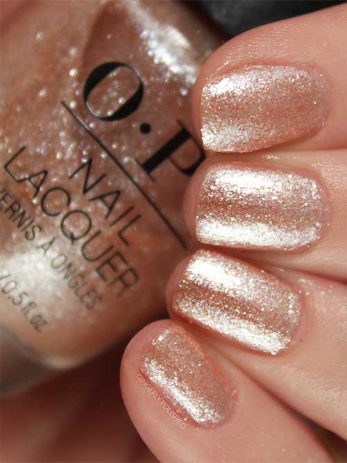 Metallic golden cream nails using OPI Salty Sweet Nothings nail polish from OPI Terribly Nice Holiday 2023 Collection