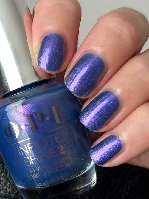 Metallic lavender nails using OPI Shaking My Sugarplums nail polish from OPI Terribly Nice Holiday 2023 Collection