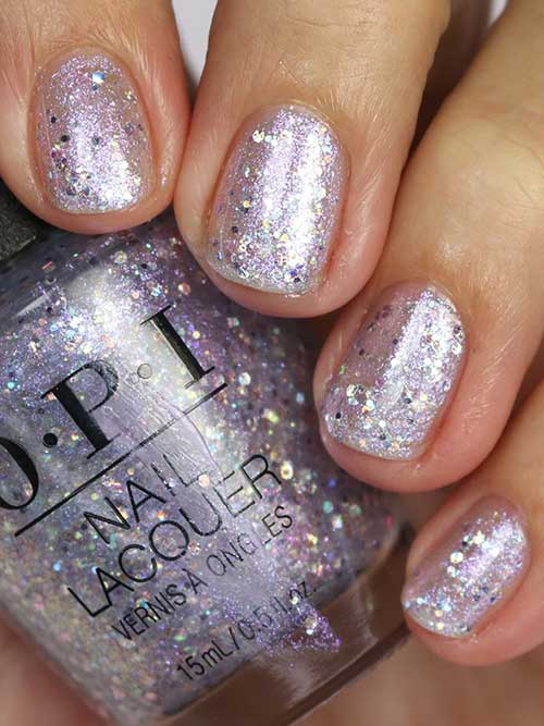 Sparkly lilac nails using OPI Put on Something Ice nail polish from OPI Terribly Nice Holiday 2023 Collection