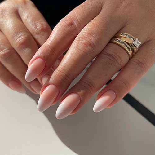 Elegant and simple medium almond-shaped baby boomer nails