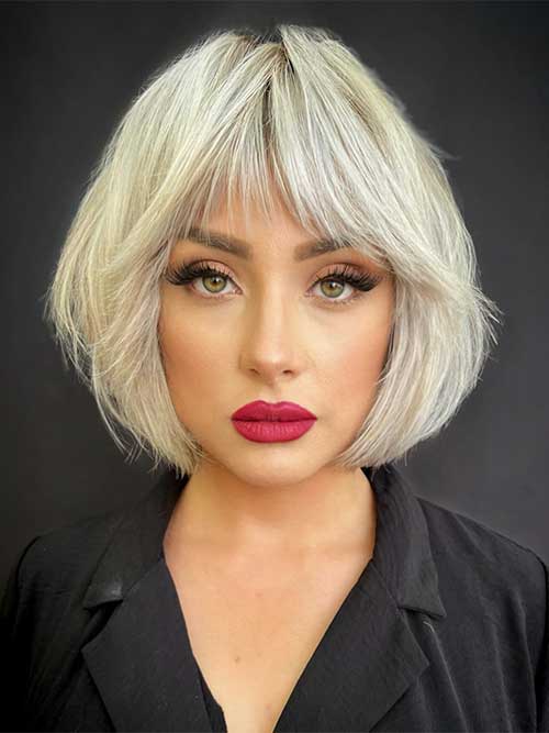 Soft Banged Blonde Bob Haircut