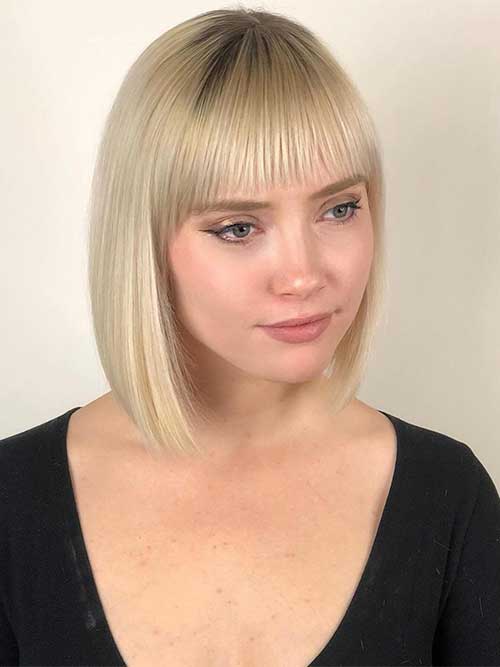 Textured Blonde Bob with Dark Roots