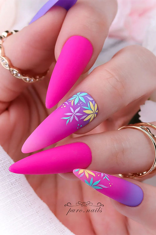 Matte Pink and Purple Nails Steal the Spotlight