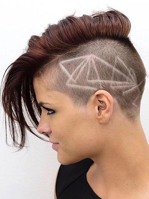 Gorgeous geometric pixie haircut Pixie with Undercut and Geometric Patterns