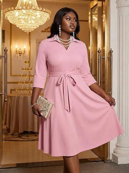 FANDEE Plus Size Midi Dress for Women, featuring a V-neck, 34 sleeves, and a vibrant print, perfect for summer weddings and parties. FANDEE Plus Size Midi Dress for Women, featuring a V-neck, 34 sleeves, and a vibrant print, perfect for summer weddings and parties.