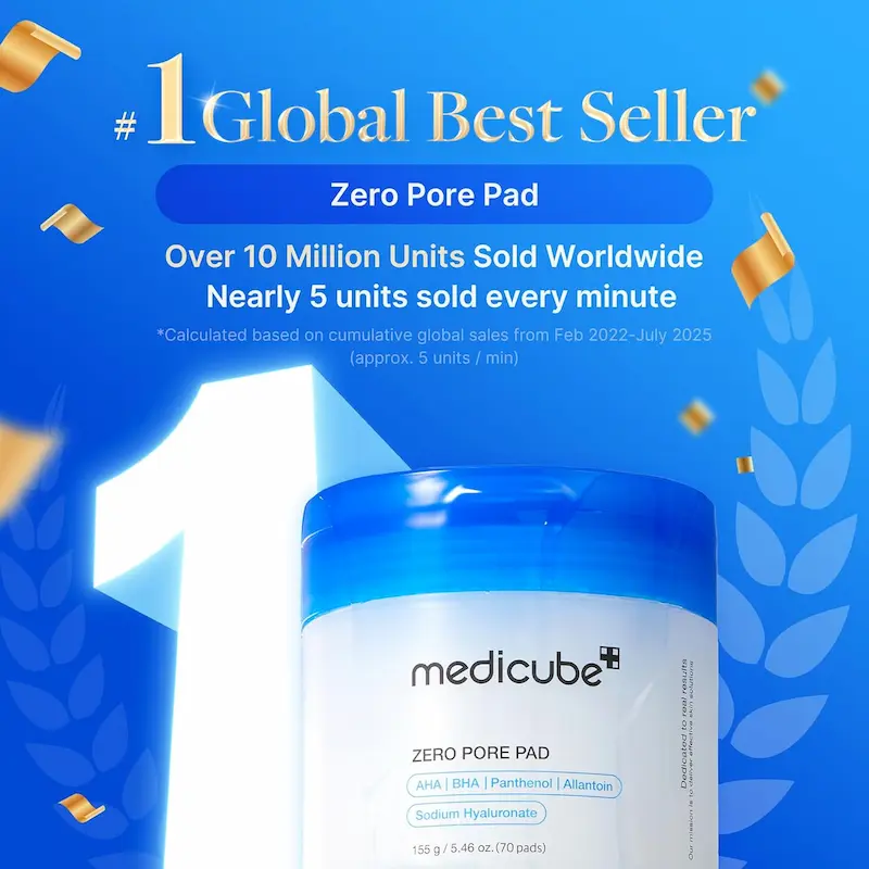 Medicube Toner Pads Zero Pore Pad 2.0, dual-textured for exfoliation and pore care, with AHA and BHA, 70 pads in a pack.
