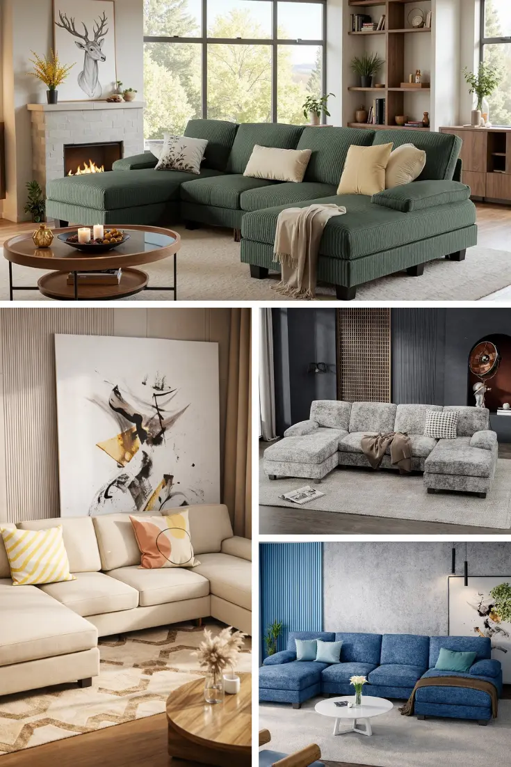 Looking for the ultimate living room upgrade? ✨ Discover how a modern U-shaped sectional sofa transforms your space into a cozy, stylish haven. This convertible modular sofa couch features a double chaise lounge and premium memory foam cushions, blending aesthetic appeal with deep comfort. Perfect for apartment living, hosting movie nights, or creating a clean, minimalist home aesthetic. Click to shop this fabric modular sleeper sofa and elevate your home decor setup! 🛋️🤍 Close-up of Furniwell U-shaped convertible sectional sofa memory foam cushions and double chaise configuration