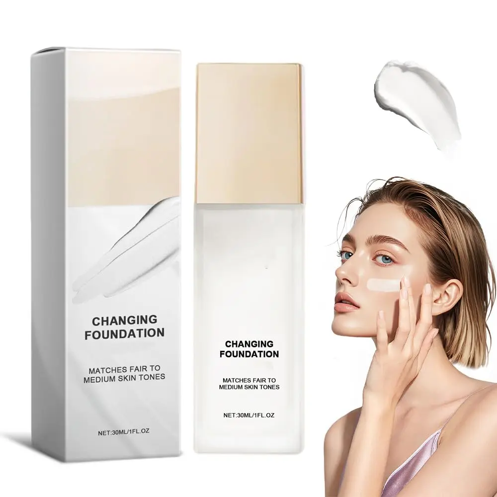 Watch the color changing foundation adapt to your exact skin tone upon application.